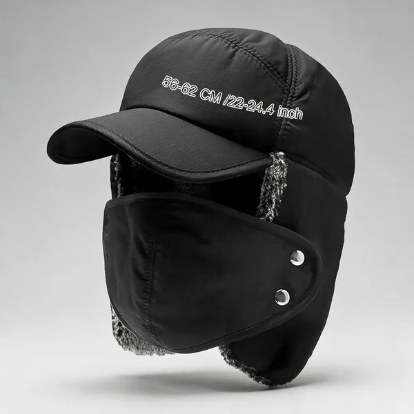 Black_Polyester_Faux_Fur_Lined_Winter_Trapper_Cap_With_Face_Mask