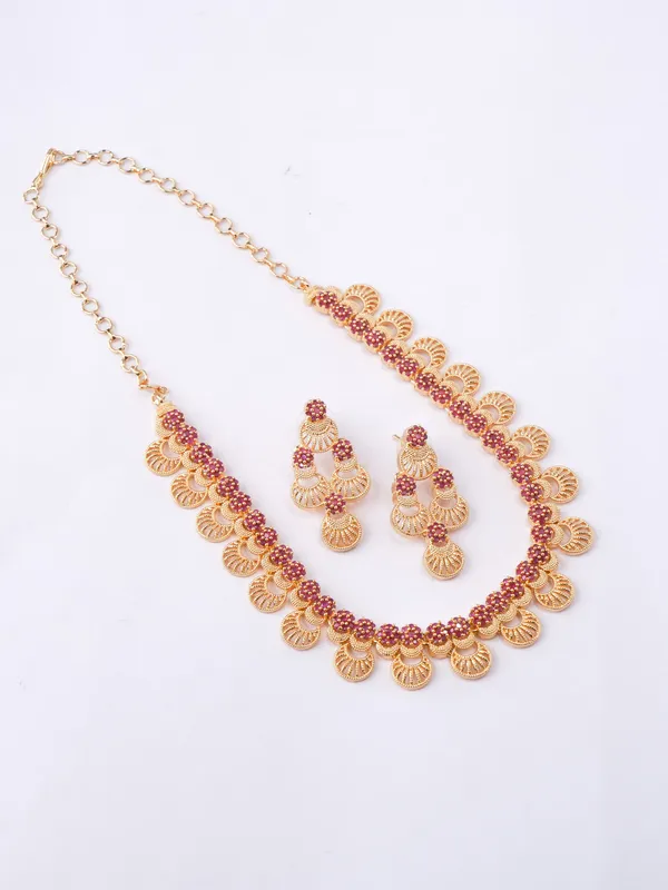 Ruby_Pink_Ruby_Fan_Motif_Necklace_Set_|_High-Quality_Long-Lasting_Jewellery