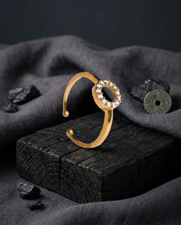 Vosgi_Gold_Plated_Clear_CZ_Open_Circle_Adjustable_Ring
