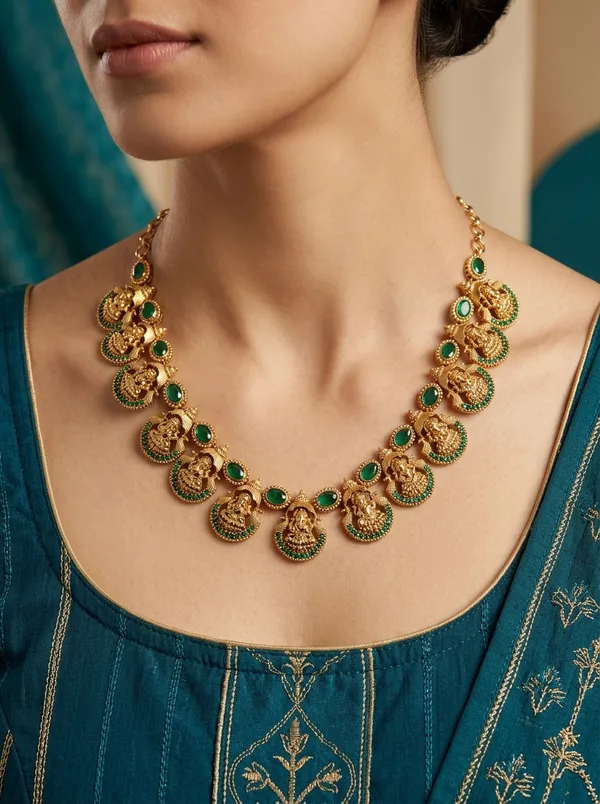 Vosgi_Ruby_CZ_Floral_South_Indian_Bridal_Choker_Necklace