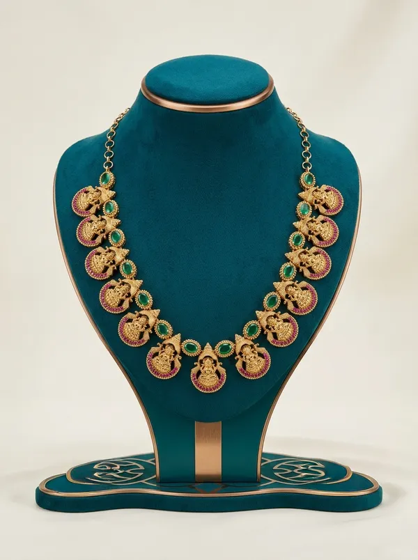 Vosgi_Ruby_CZ_Floral_South_Indian_Bridal_Choker_Necklace