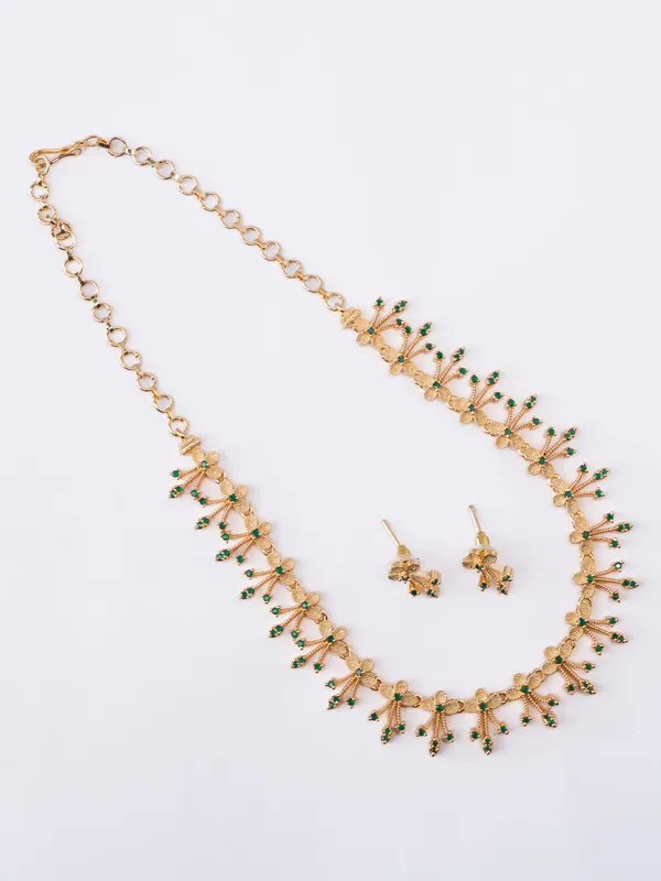 Emerald_Green_Floral_Cascade_Necklace_Set_|_High-Quality_Long-Lasting_Jewellery