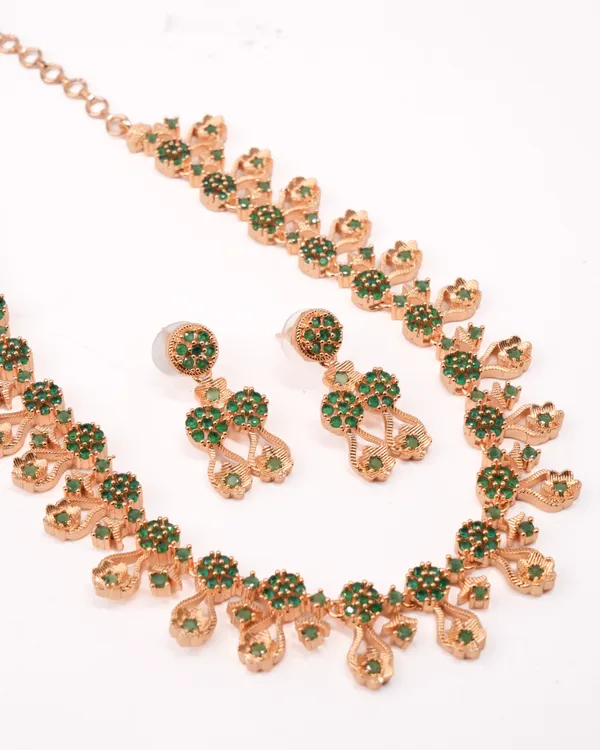 Emerald_Green_Floral_Bloom_Statement_Necklace_Set_|_High-Quality_Long-Lasting_Jewellery