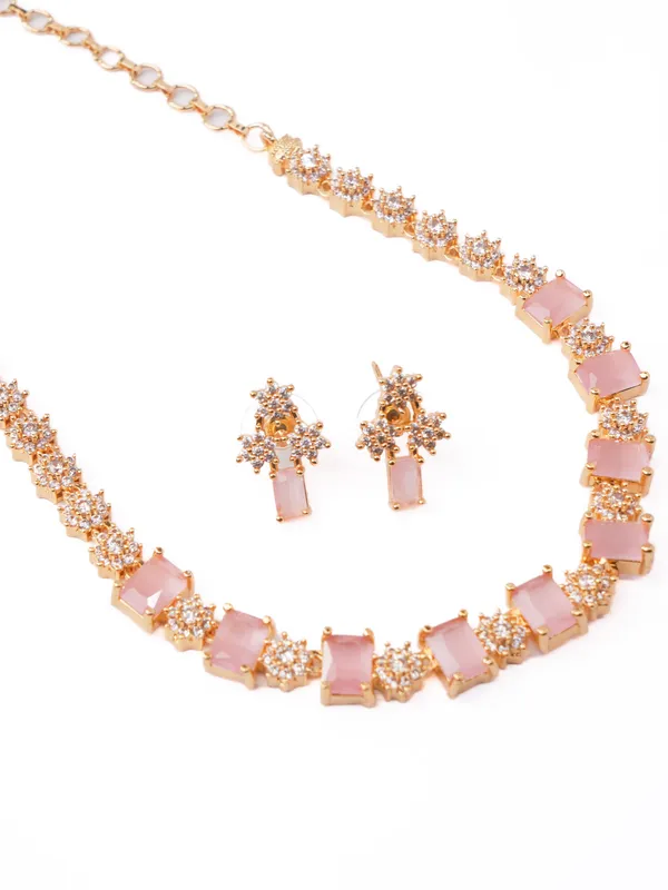 Blush_Pink_Crystal_Floral_Link_Necklace_Set_|_High-Quality_Long-Lasting_Jewellery