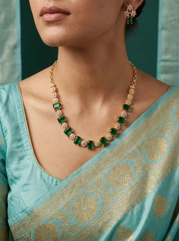Emerald_Green_Crystal_Floral_Link_Necklace_Set_|_High-Quality_Long-Lasting_Jewellery