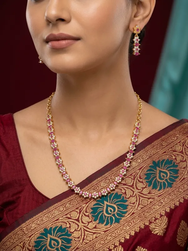 Vosgi_Pink_Stone_Floral_Tennis_Necklace_Set_Design