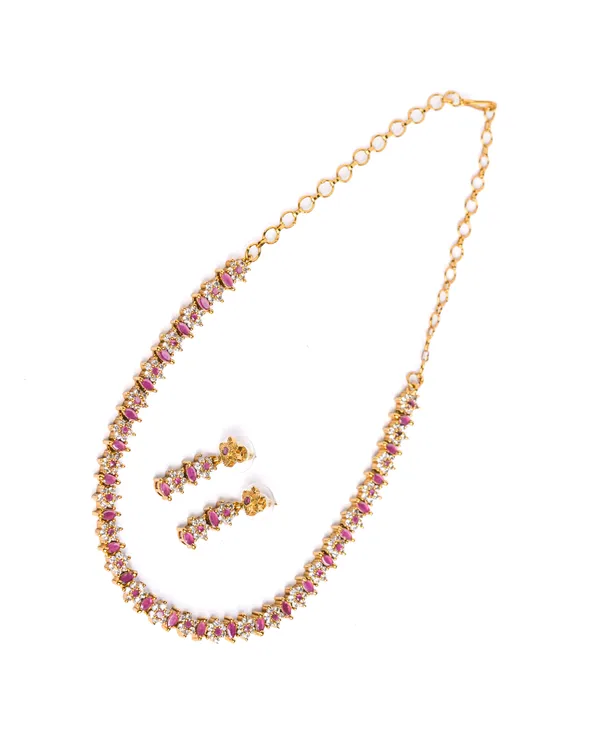 Vosgi_Pink_Stone_Floral_Tennis_Necklace_Set_Design