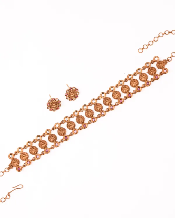 Floral_Crystal_Ruby_CZ_Bridal_Necklace_Set_|_Gold-Plated_Ethnic_Jewellery_with_Earrings