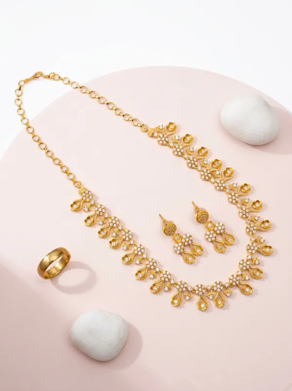 Pearl_White_Floral_Bloom_Statement_Necklace_Set_|_High-Quality_Long-Lasting_Jewellery