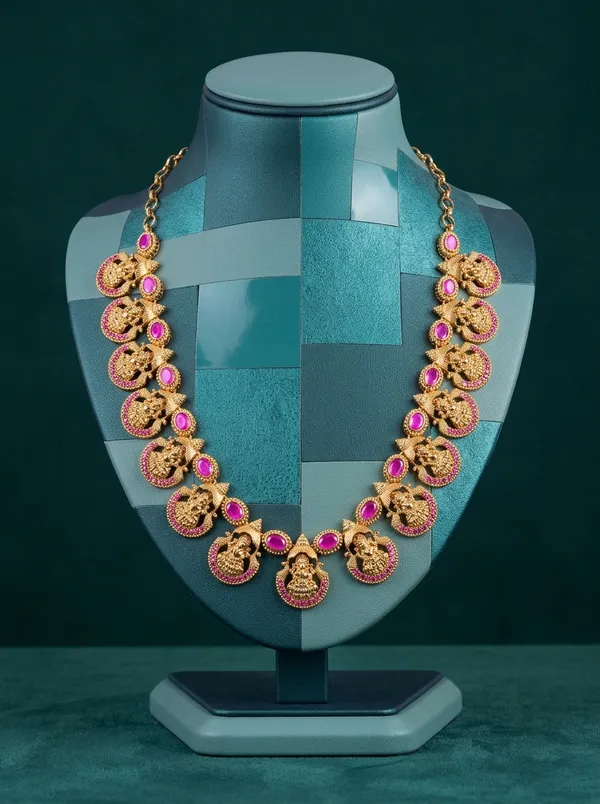 Vosgi_Pink_Stone_Temple_Necklace_Design