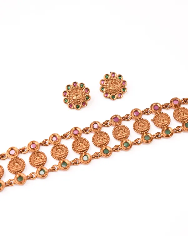 Floral_Ruby_Emerald_CZ_Bridal_Necklace_Set_|_Gold-Plated_Ethnic_Jewellery_with_Earrings
