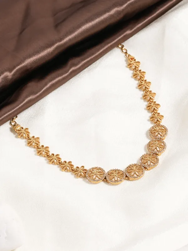 Vosgi_Gold_Plated_Floral_Filigree_&_CZ_Halo_Circle_Necklace