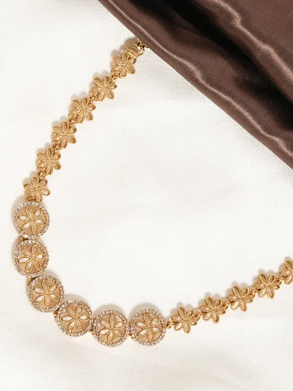 Vosgi_Gold_Plated_Floral_Filigree_&_CZ_Halo_Circle_Necklace