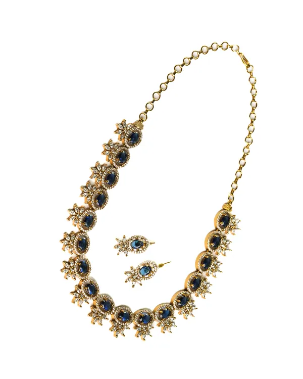 Vosgi_Blue_Stone_Floral_Cluster_Necklace_Set_Design