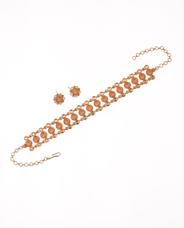 Floral_White_&_Emerald_CZ_Bridal_Necklace_Set_|_Gold-Plated_Ethnic_Jewellery_with_Earrings