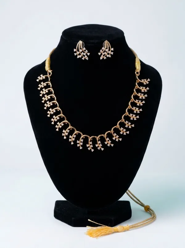 Crescent_CZ_Arch_Necklace_Set_|_Gold-Plated_Minimalist_Bridal_Jewellery_with_Matching_Studs