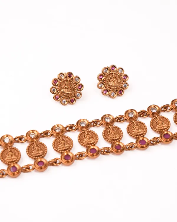 Floral_Crystal_Ruby_CZ_Bridal_Necklace_Set_|_Gold-Plated_Ethnic_Jewellery_with_Earrings