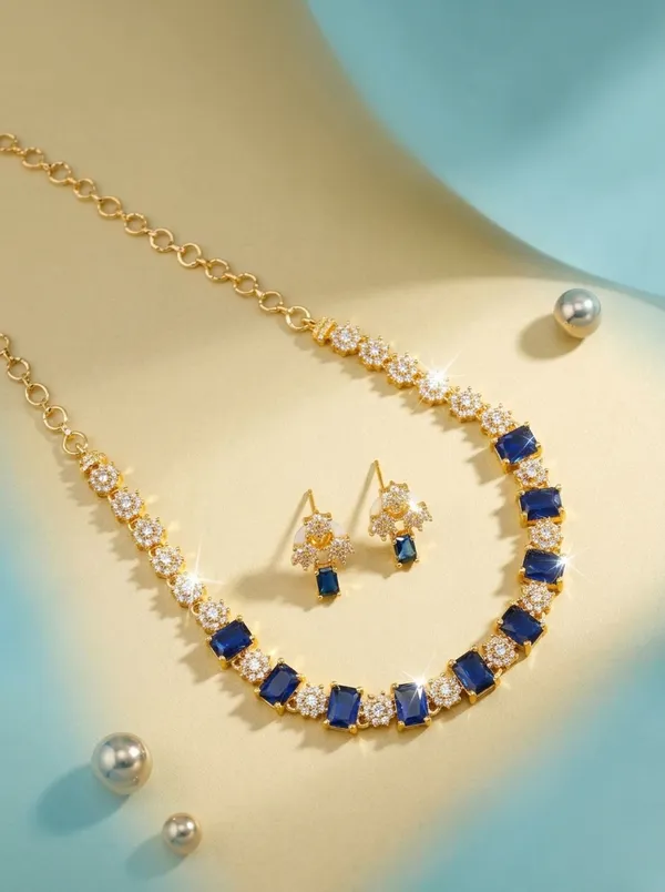 Sapphire_Blue_Crystal_Floral_Link_Necklace_Set_|_High-Quality_Long-Lasting_Jewellery