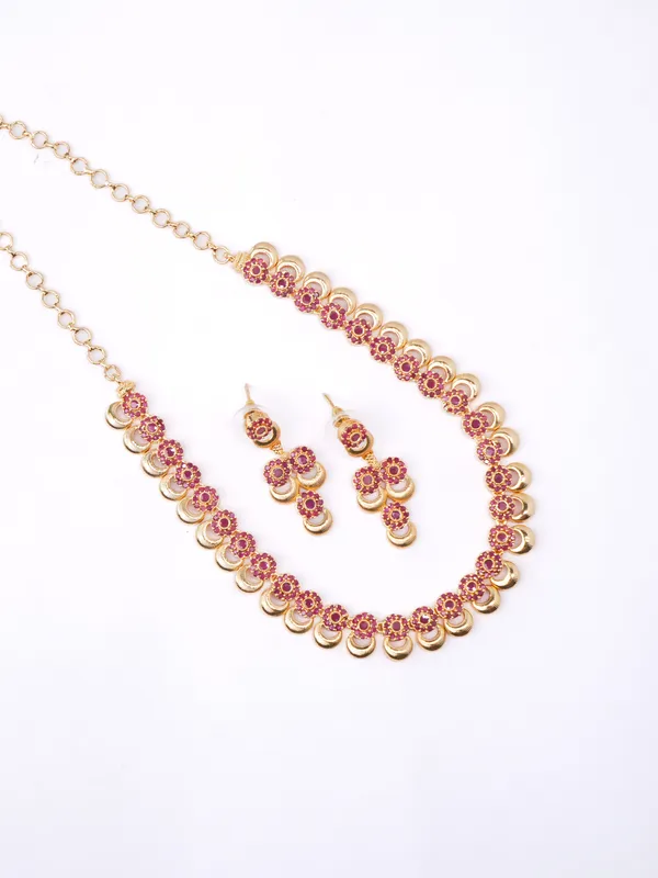 Ruby_Pink_Circle_Charm_Necklace_Set_|_High-Quality_Long-Lasting_Jewellery