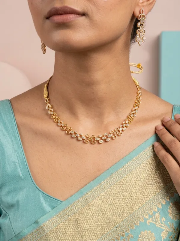 Elegant_Floral_CZ_Necklace_&_Earrings_Set_|_Gold-Plated_Bridal_Jewellery_for_Indian_Weddings