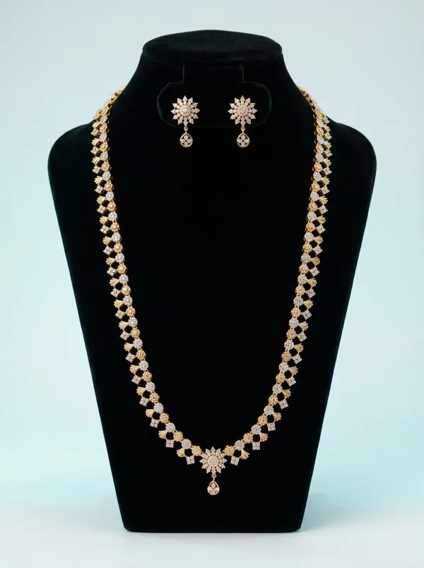 Floral_Cluster_CZ_Bridal_Necklace_Set_in_Gold-Plated_Finish_with_Matching_Stud_Earrings