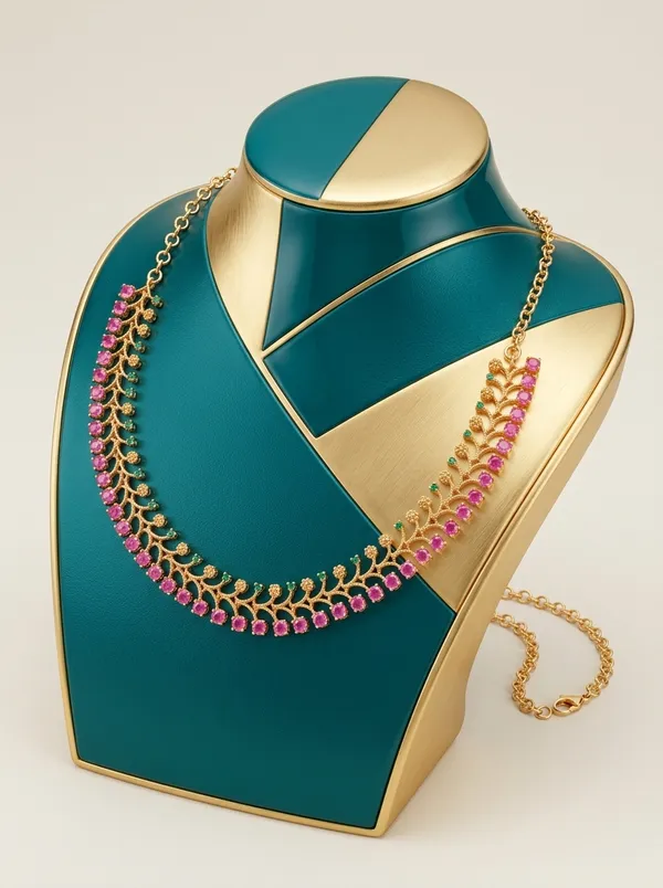 Vosgi_Green_Stone_South_Indian_Gold_Necklace_Elegant_Design