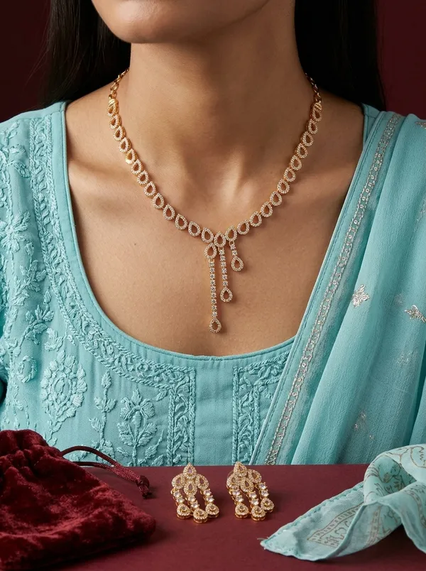 Pearl_White_Teardrop_Bloom_Statement_Necklace_Set_|_High-Quality_Long-Lasting_Jewellery