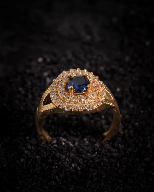 Vosgi_Gold_Plated_Sapphire_Blue_Solitaire_&_CZ_Double_Halo_Statement_Ring