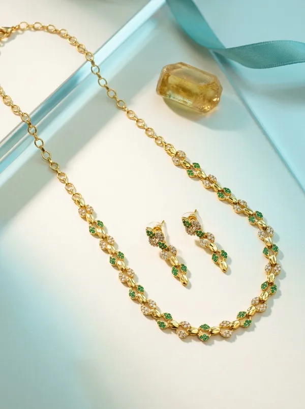 Lakshmi_Coin_Temple_Choker_Set_|_Gold-Plated_White_CZ_Bridal_Jewellery_with_Earrings