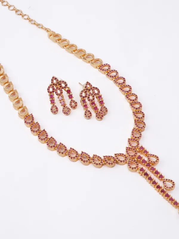 Ruby_Pink_Teardrop_Bloom_Statement_Necklace_Set_|_High-Quality_Long-Lasting_Jewellery