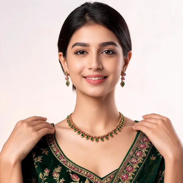 Mayil_Bloom_Necklace_Pink_And_Green