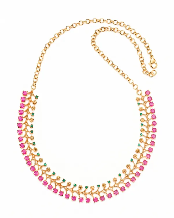 Pillared_Veli_Necklace_-_Pink_&_Green