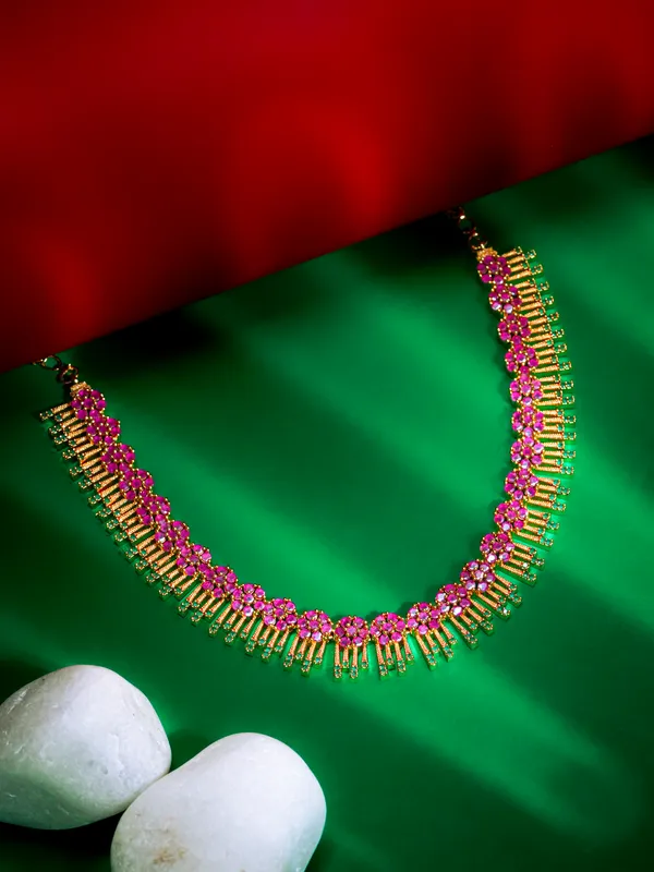 Thulasi_Valli_Necklace_-_Pink_&_Green