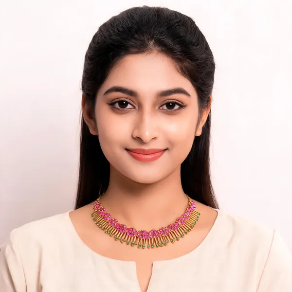 Thulasi_Valli_Necklace_Pink_And_Green