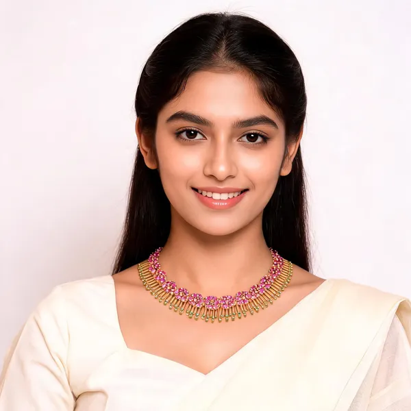 Thulasi_Valli_Necklace_Pink_And_Green