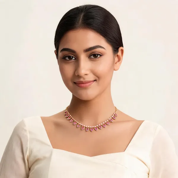 Mango_Leaf_Chain_Necklace_Pink