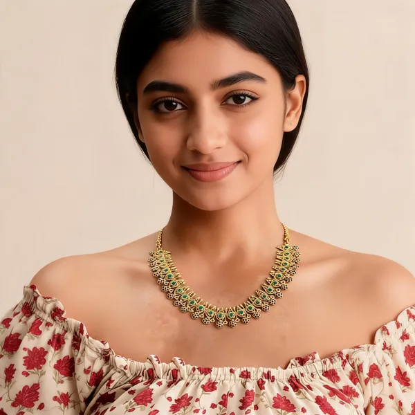 Kuthu_Vilakku_Necklace_Green