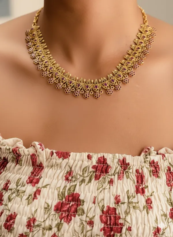 Kuthu_Vilakku_Necklace_-_Pink