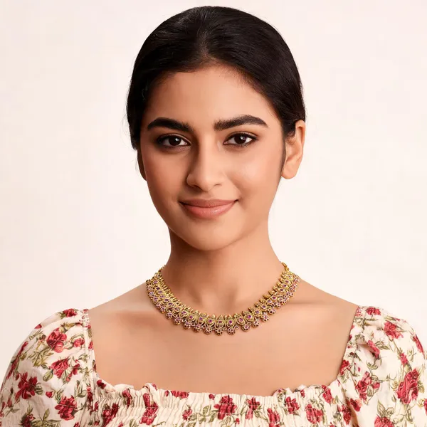 Kuthu_Vilakku_Necklace_Pink