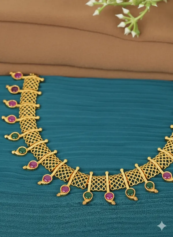 Kanjivaram_Necklace_-_Green_&_Pink