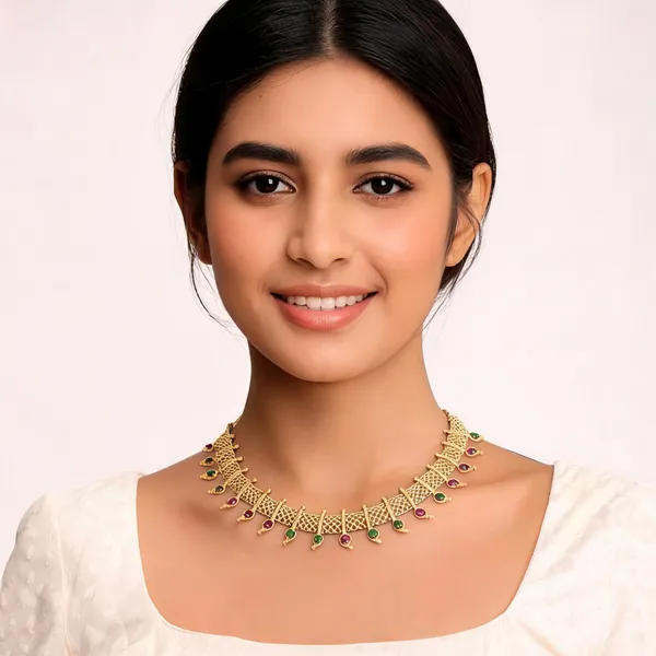 Kanjivaram_Necklace_Green_And_Pink