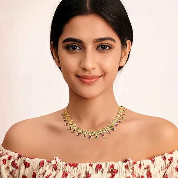 Kanjivaram_Necklace_Green_And_Pink