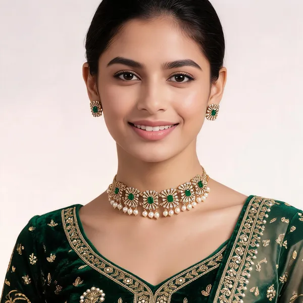 Pookalam_Necklace_Green