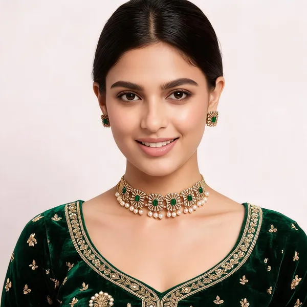 Pookalam_Necklace_Green