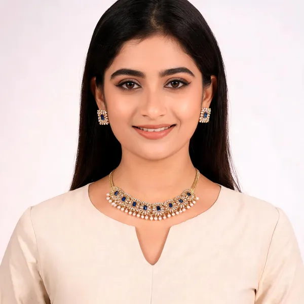 Pookalam_Necklace_Blue