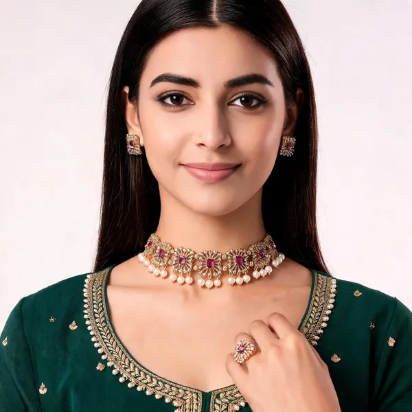 Pookalam_Necklace_Pink