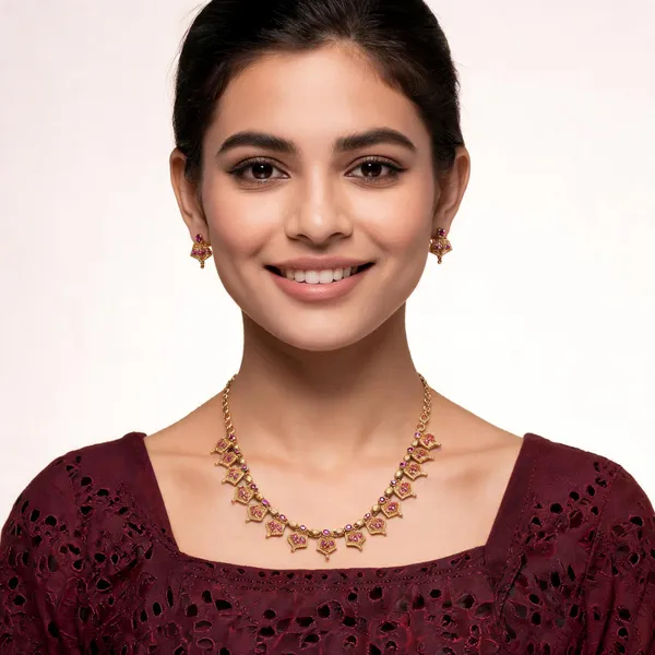Vilakku_Necklace_Set_Pink