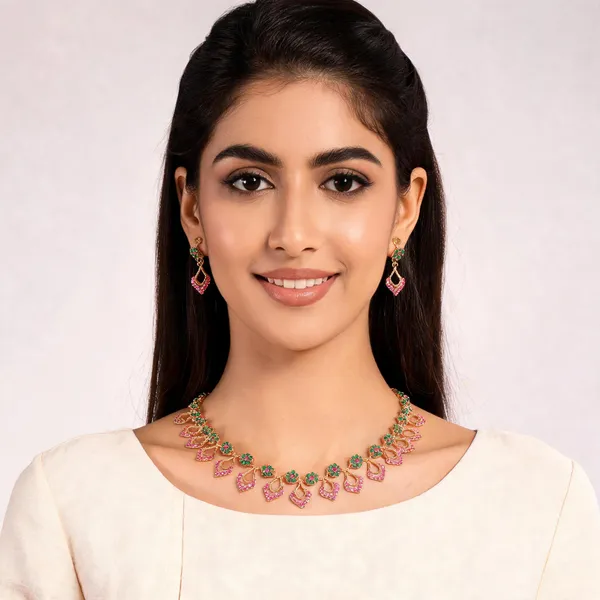 Mayil_Necklace_Set_Pink_Green