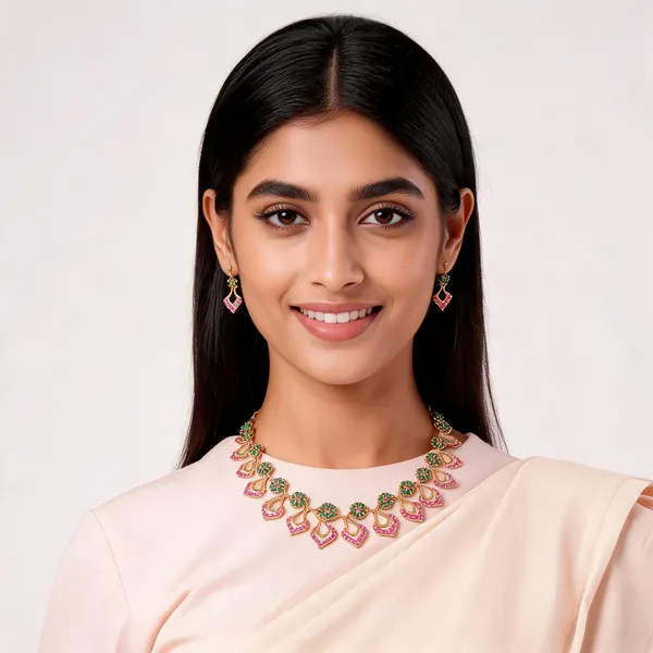 Mayil_Necklace_Set_Pink_Green