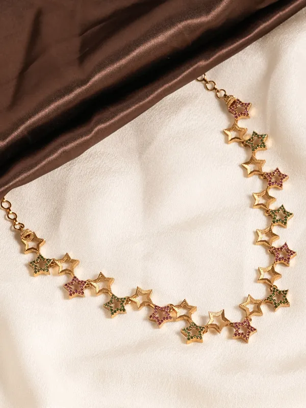 Gopuram_Yali_Necklace_-_Pink_&_Green